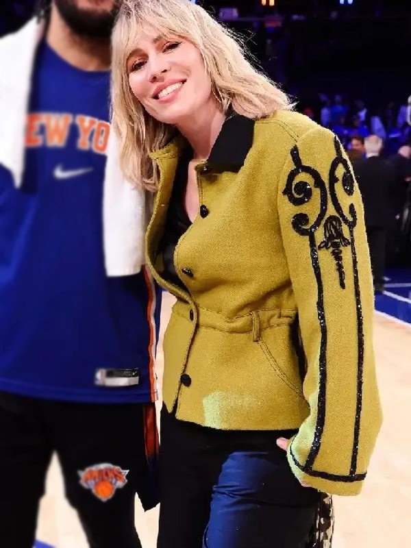 NY Knicks Natasha Bedingfield Sequin Embellished Yellow Wool Jacket