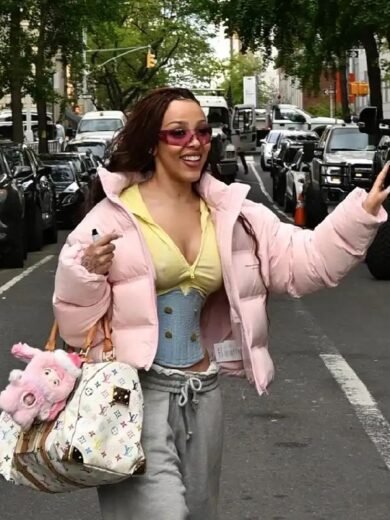 NYC 2026 Doja Cat Pink Puffer Jacket