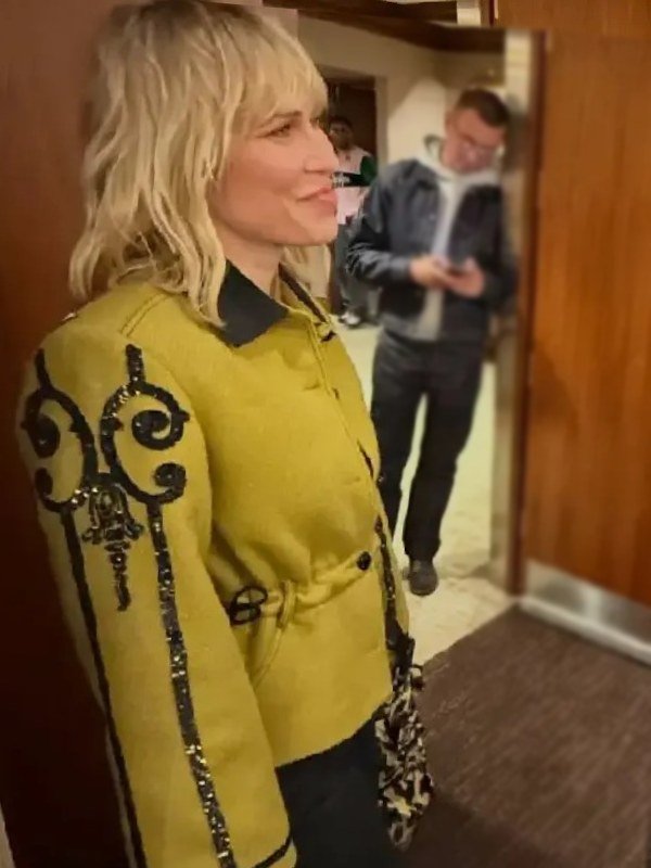 NY Knicks Natasha Bedingfield Sequin Embellished Yellow Wool Jacket