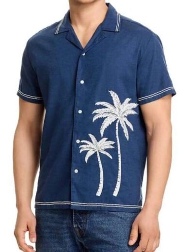 Perfect Match S4 Nick Lachey Embroidered Palm Camp Shirt