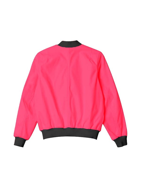 Pink Plain Bomber Jacket