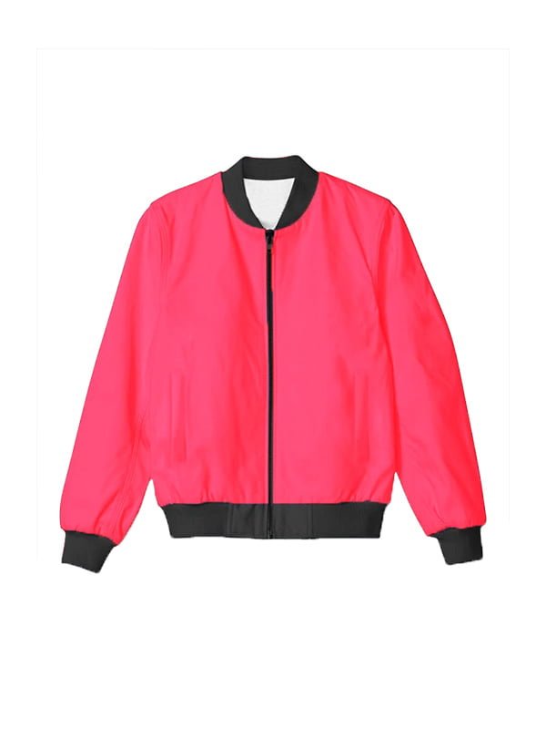 Pink Plain Bomber Jacket