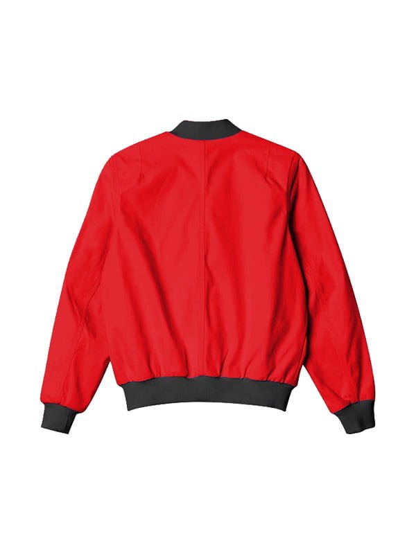 Red Plain Bomber Jacket