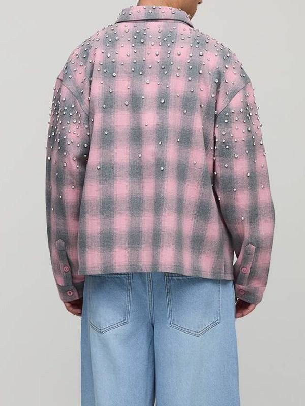 TOWIE S36 Harry Derbidge Embellished Check Shirt - Image 2
