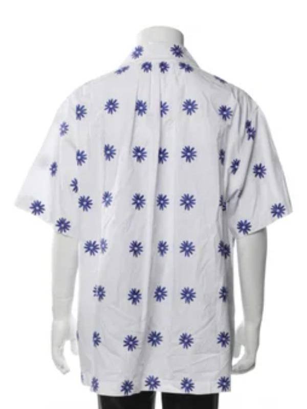 Malice 2025 Teddie Allen Blue Flower Embroidered White Shirt