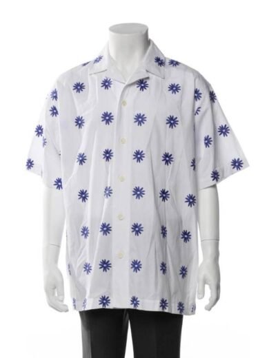 Malice 2025 Teddie Allen Blue Flower Embroidered White Shirt