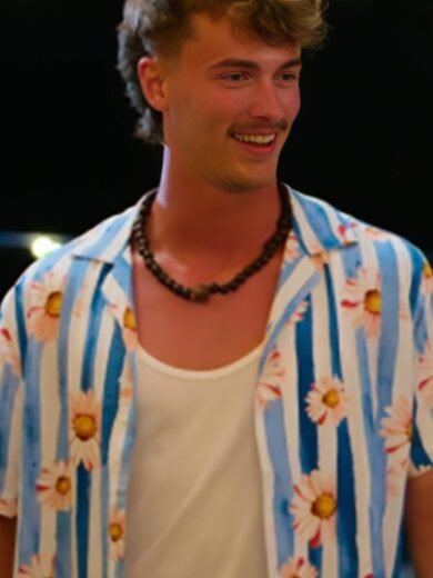 Temptation Island S6 Danny Daisy Print Blue Striped Shirt