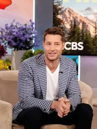 The Jennifer Hudson Show S4 Justin Hartley Houndstooth Blazer