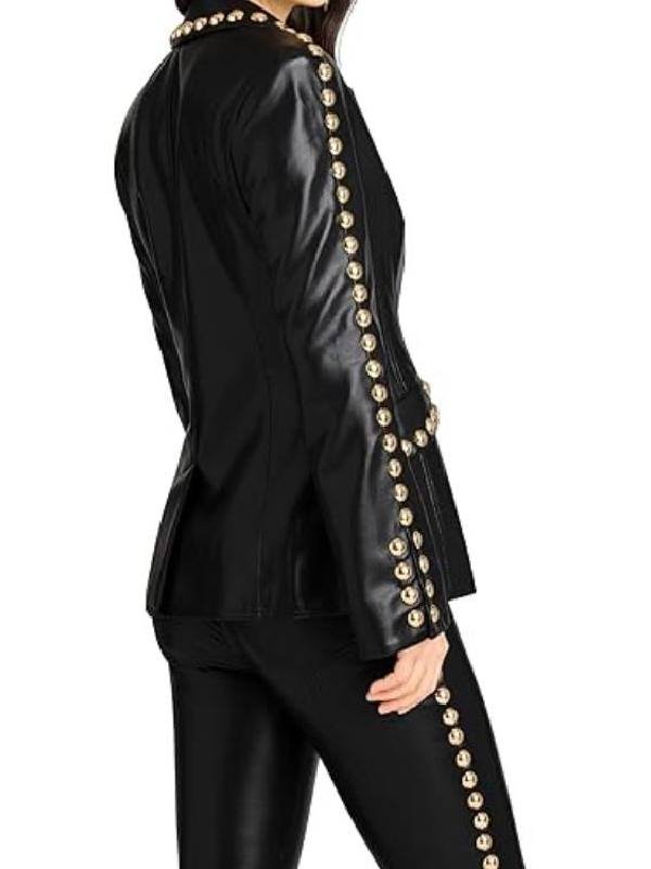 RHOA S17 Drew Sidora Black Leather Studded Blazer