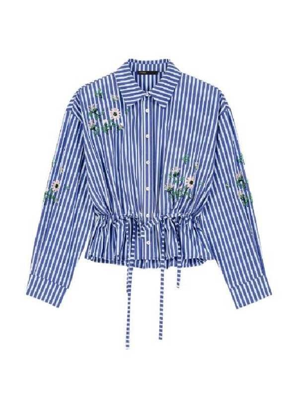 The View 2026 Sara Haines Cropped Embroidered Striped Shirt - Image 4