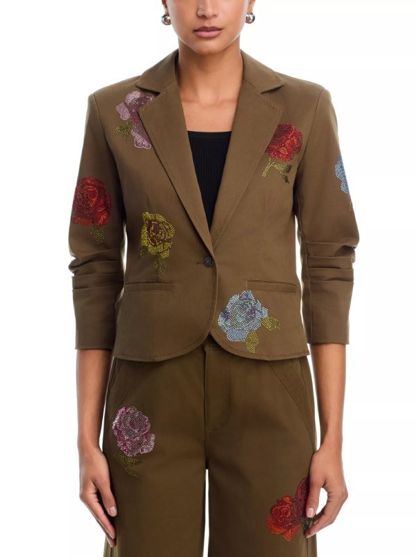 The View Joy Behar Floral Embellished Olive Blazer