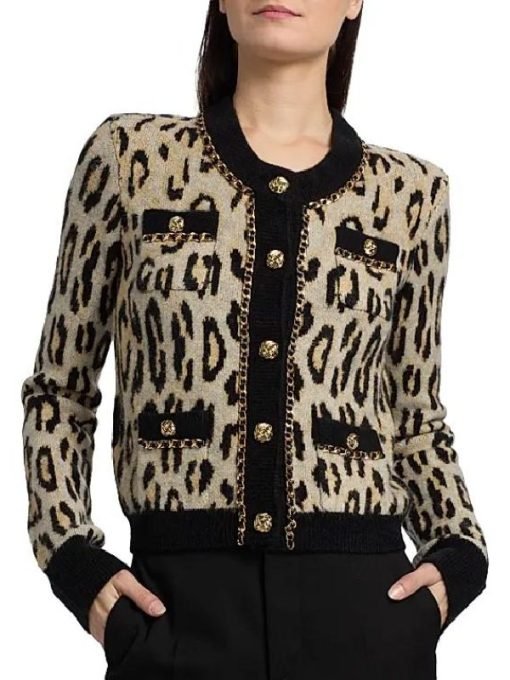 Elsbeth S3 Tracey Ullman Leopard Pattern Cardigan - Image 3