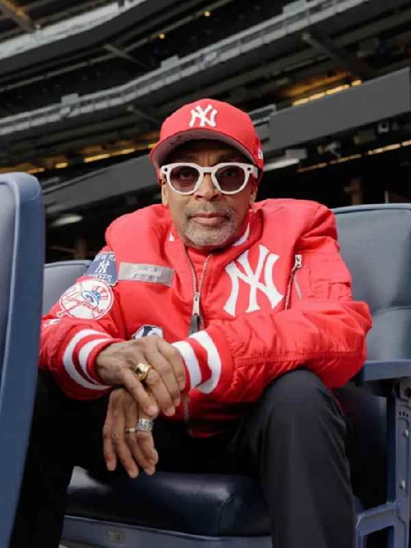 Rangers vs Yankees Gameday Spike Lee Red Bomber Jacket