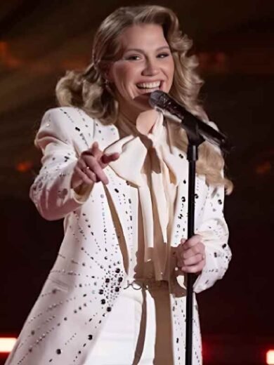 American Idol S24 Hannah Harper White Stud Embellished Blazer