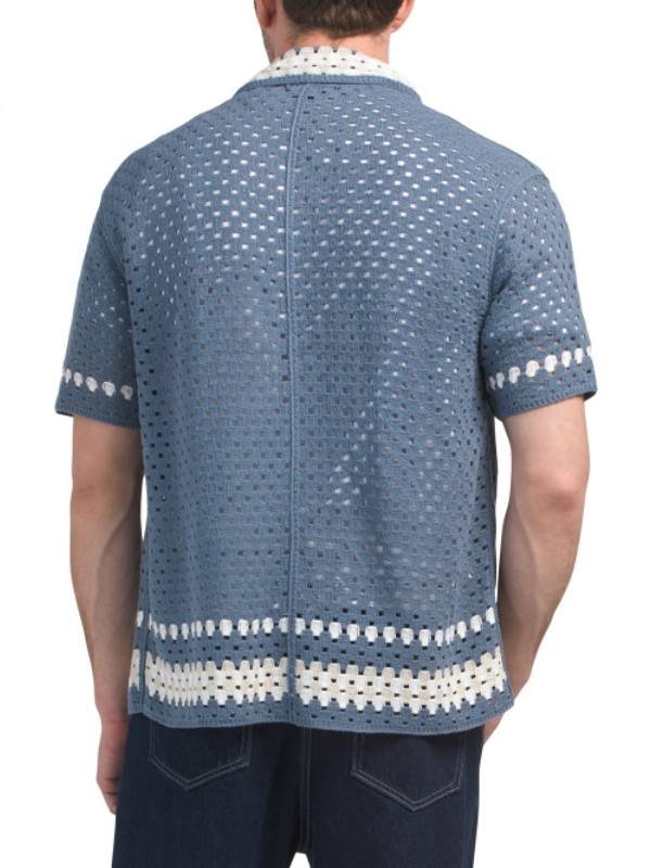 Bachelor in Paradise S10 Spencer Conley Blue Crochet Shirt