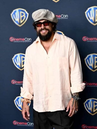 Cinema Con 2026 Jason Momoa Peach Shirt