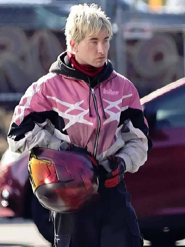 Crime 101 2026 Barry Keoghan Pink/Gray Track Jacket