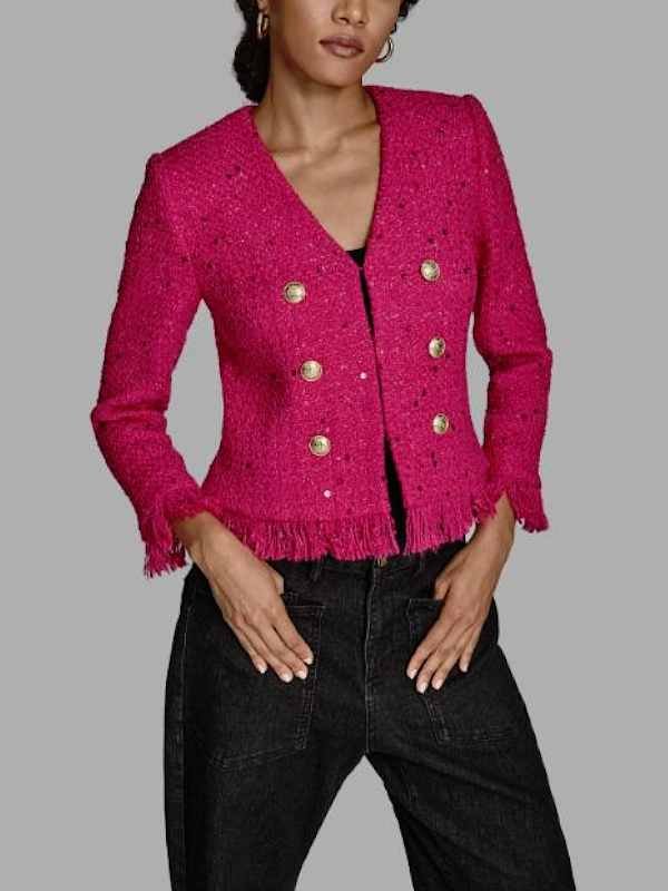 Elsbeth S3 Carrie Preston Pink Tweed Jacket - Image 2