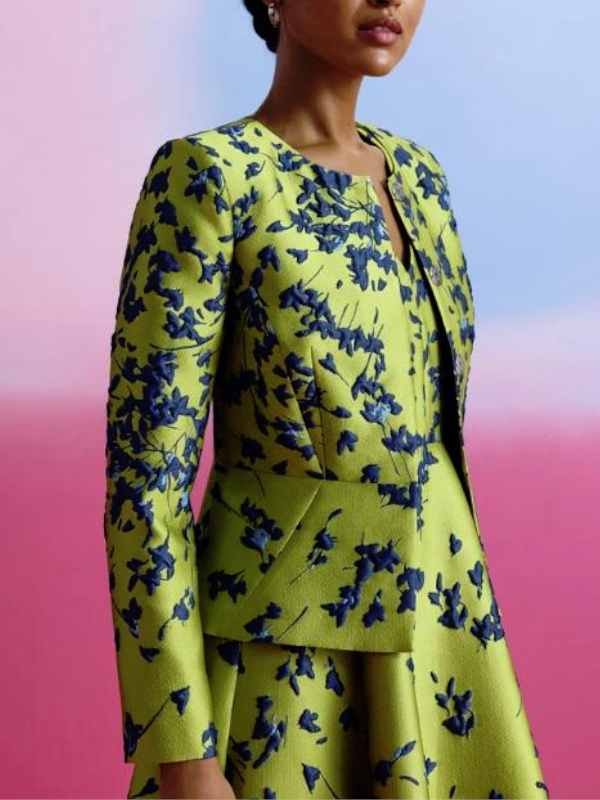Elsbeth S3 Carrie Preston Green Floral Jacquard Jacket - Image 3