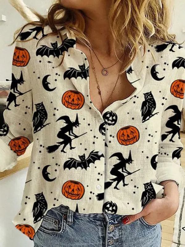 Womens Button Down Halloween Shirt