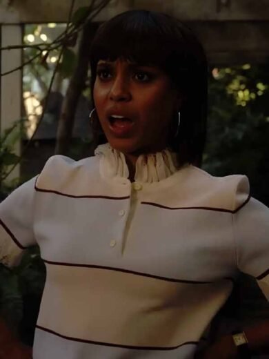 Imperfect Women 2026 Kerry Washington Lace Ruffle Stripe Polo