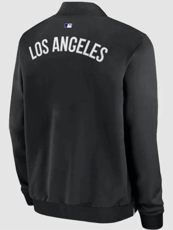 LA Dodgers Dugout Black Bomber Jacket - Image 2