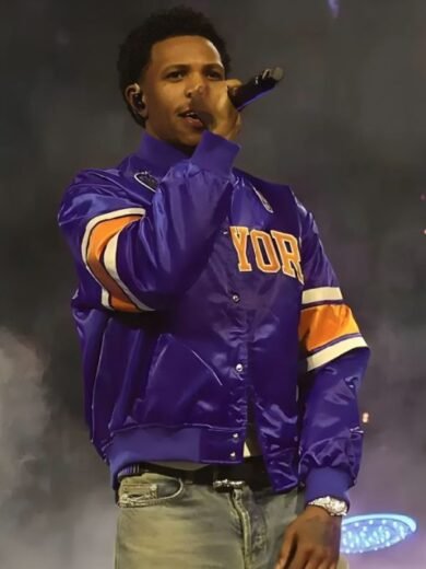 NBA 2026 Halftime A Boogie Knicks Satin Bomber Jacket