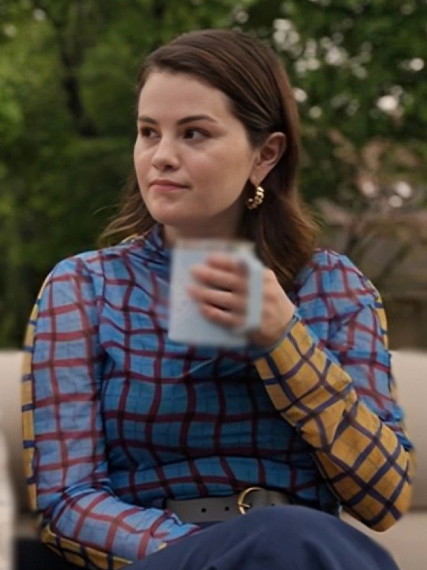 Only Murders In The Building S4 Selena Gomez Grid Print Top - Image 4