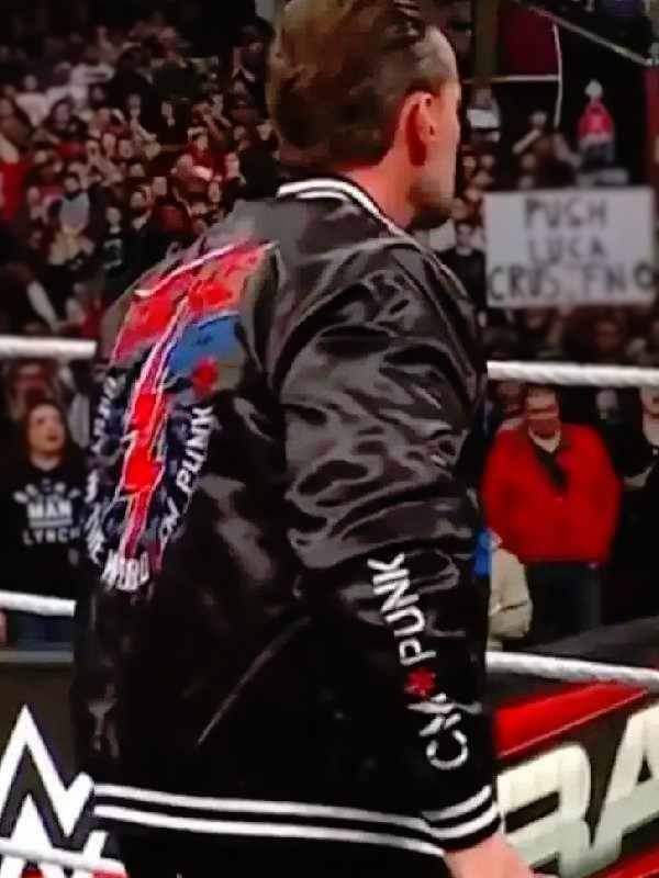 RAW 2026 CM Punk Black Bomber Jacket - Image 2