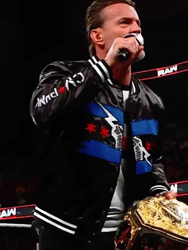 RAW 2026 CM Punk Black Bomber Jacket