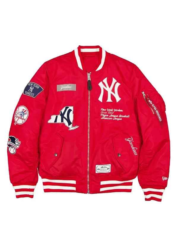 Rangers vs Yankees Gameday Spike Lee Red Bomber Jacket - Image 2