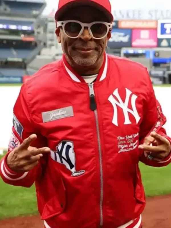 Rangers vs Yankees Gameday Spike Lee Red Bomber Jacket