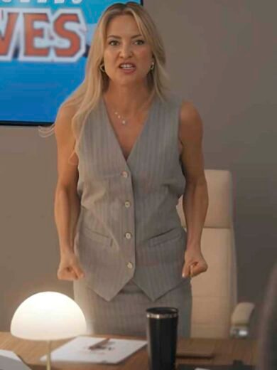Running Point S2 Kate Hudson Gray Pinstripe Vest