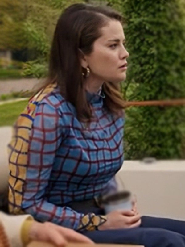 Only Murders In The Building S4 Selena Gomez Grid Print Top - Image 3