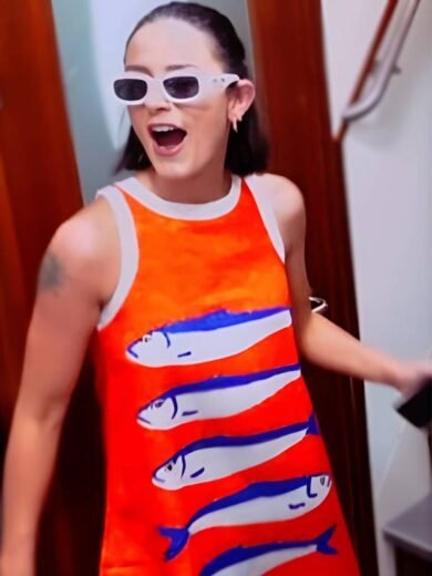 Below Deck Mediterranean S10 Aesha Scott Orange Fish Dress