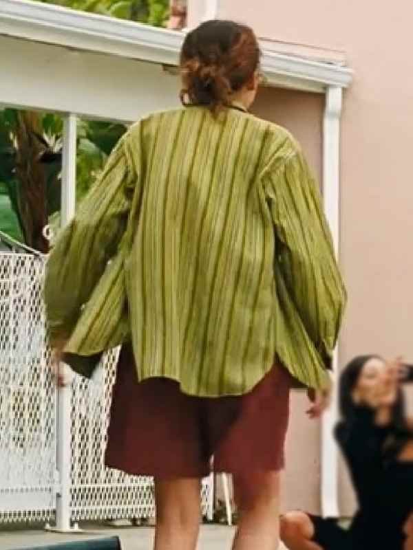 Euphoria S3 Zendaya Olive Green Striped Button Shirt - Image 2