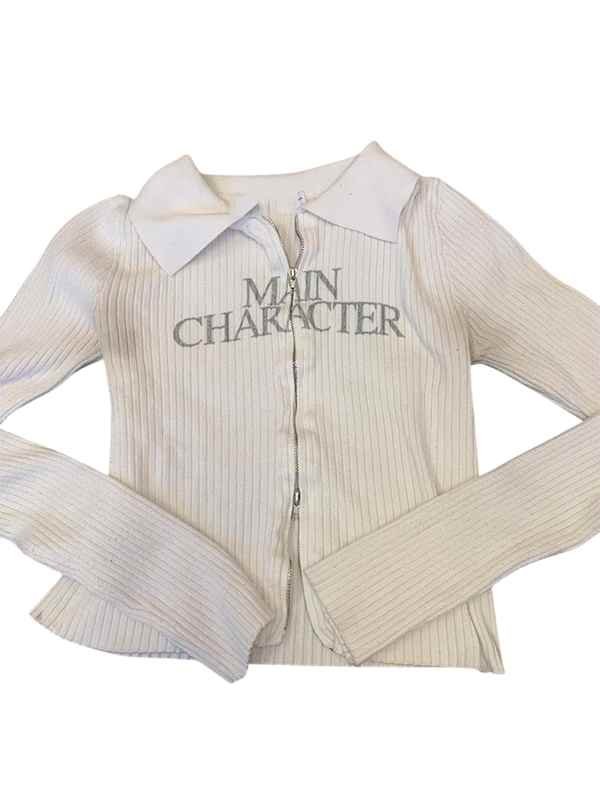 Euphoria S3 Sydney Sweeney Zipper White Sweater - Image 4