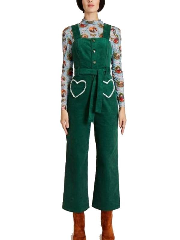 Girl Meets Farm S15 Molly Yeh Green Heart Pocket Jumpsuit - Image 2
