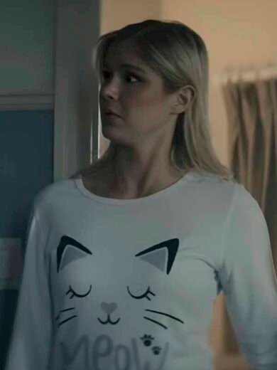 The Boys S5 Erin Moriarty Cat Face Printed “Meow” LS Tee