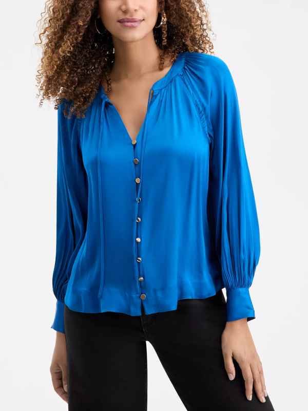 The Young and the Restless 2026 Sharon Case Blue Silk Blouse