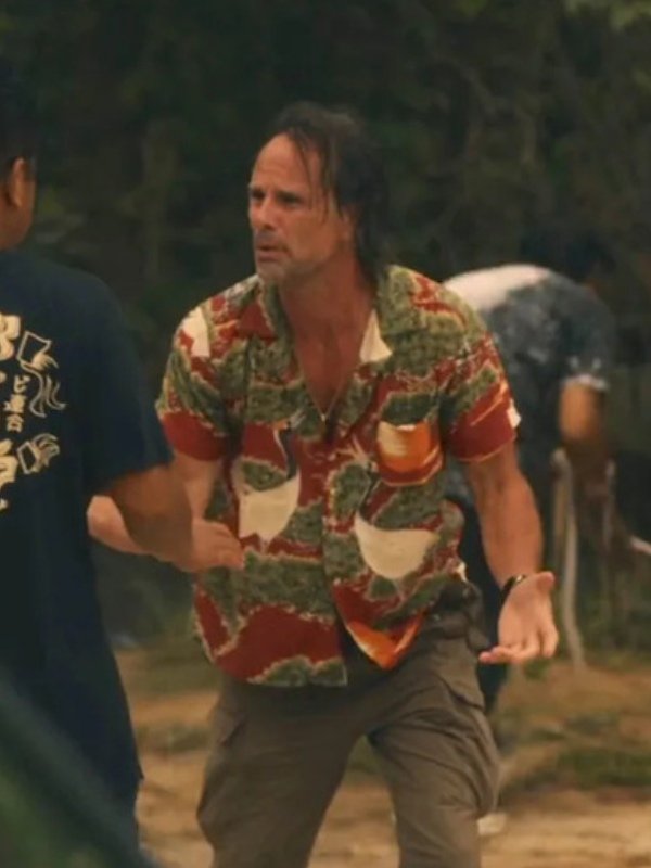 The White Lotus S3 Walton Goggins Crane-Printed Aloha Shirt - Image 4