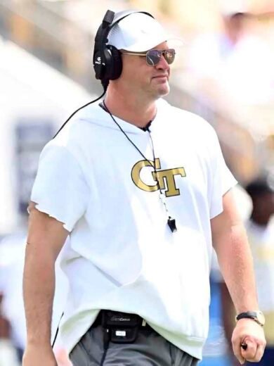 White & Gold Football Gameday Brent Key GT Hoodie