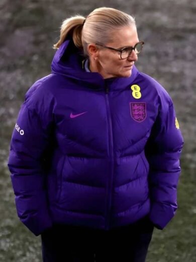 England vs Australia Sarina Wiegman Blue Puffer Jacket