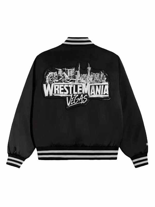 WrestleMania 42 Vegas Quilted Black Satin Jacket