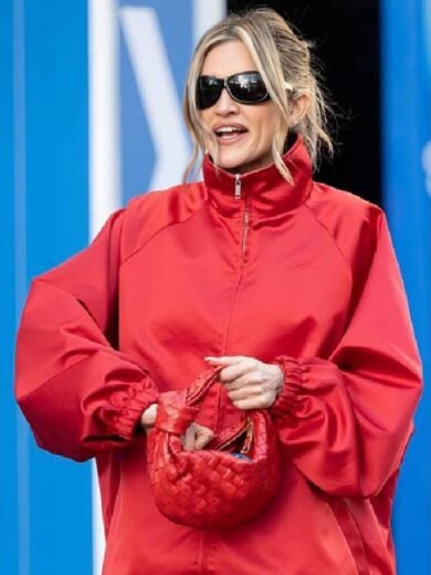 Boarding the Heart Breakfast Christmas Party Red Satin Jacket