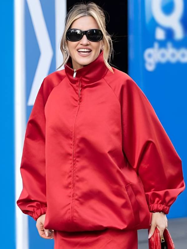 Boarding the Heart Breakfast Christmas Party Red Satin Jacket