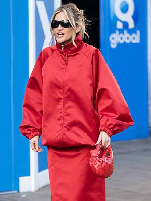 Boarding the Heart Breakfast Christmas Party Red Satin Jacket