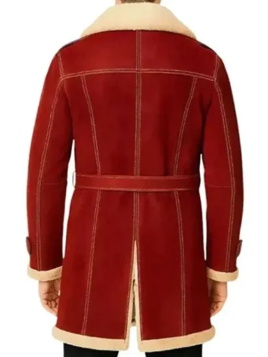 Men Shearling Red Christmas Coat
