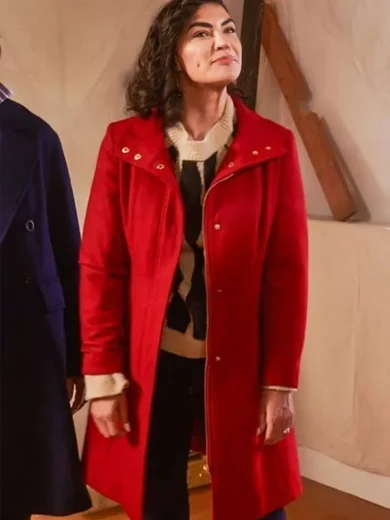 Jessica Szohr Designing Christmas Red Coat