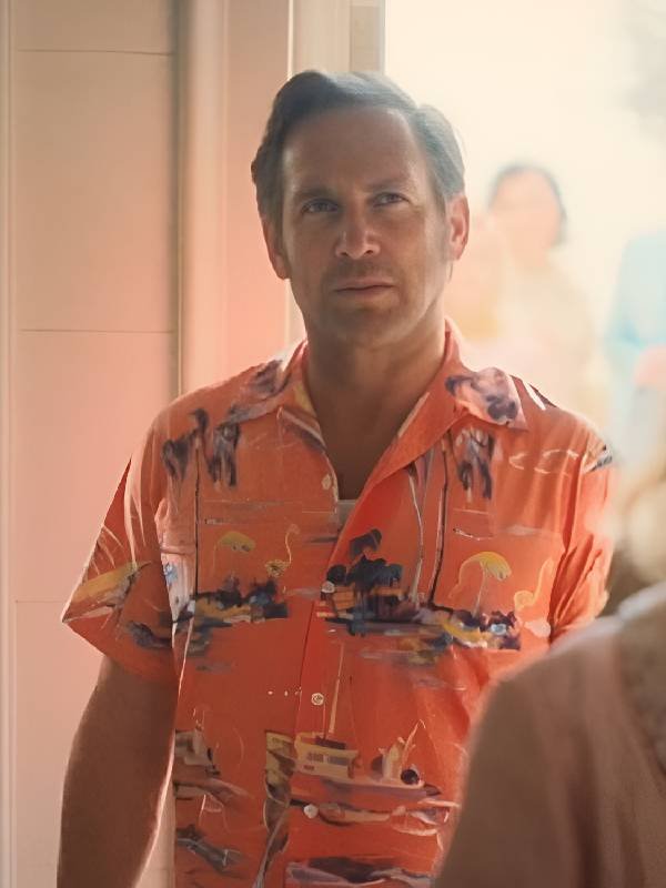 Palm Royale S2 Josh Lucas Orange Hawaiian Shirt